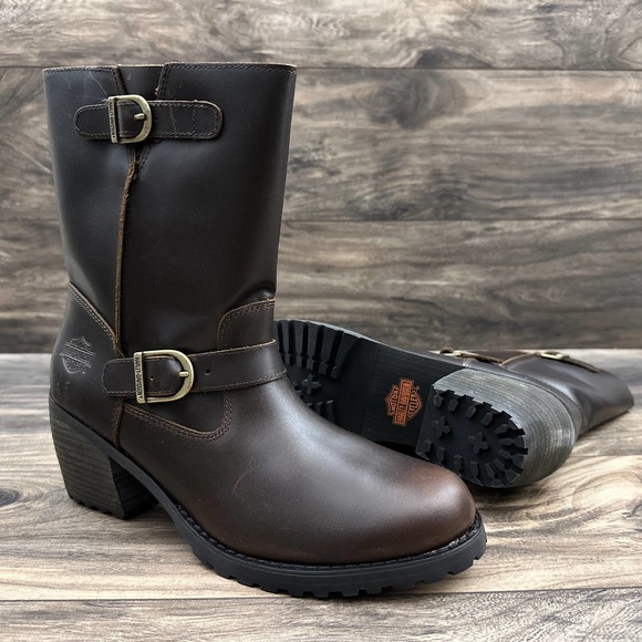 Harley-Davidson Shoes - NIB Harley Davidson Lalanne Engineer Motorcycle Riding Boots Brown Leather 8.5M